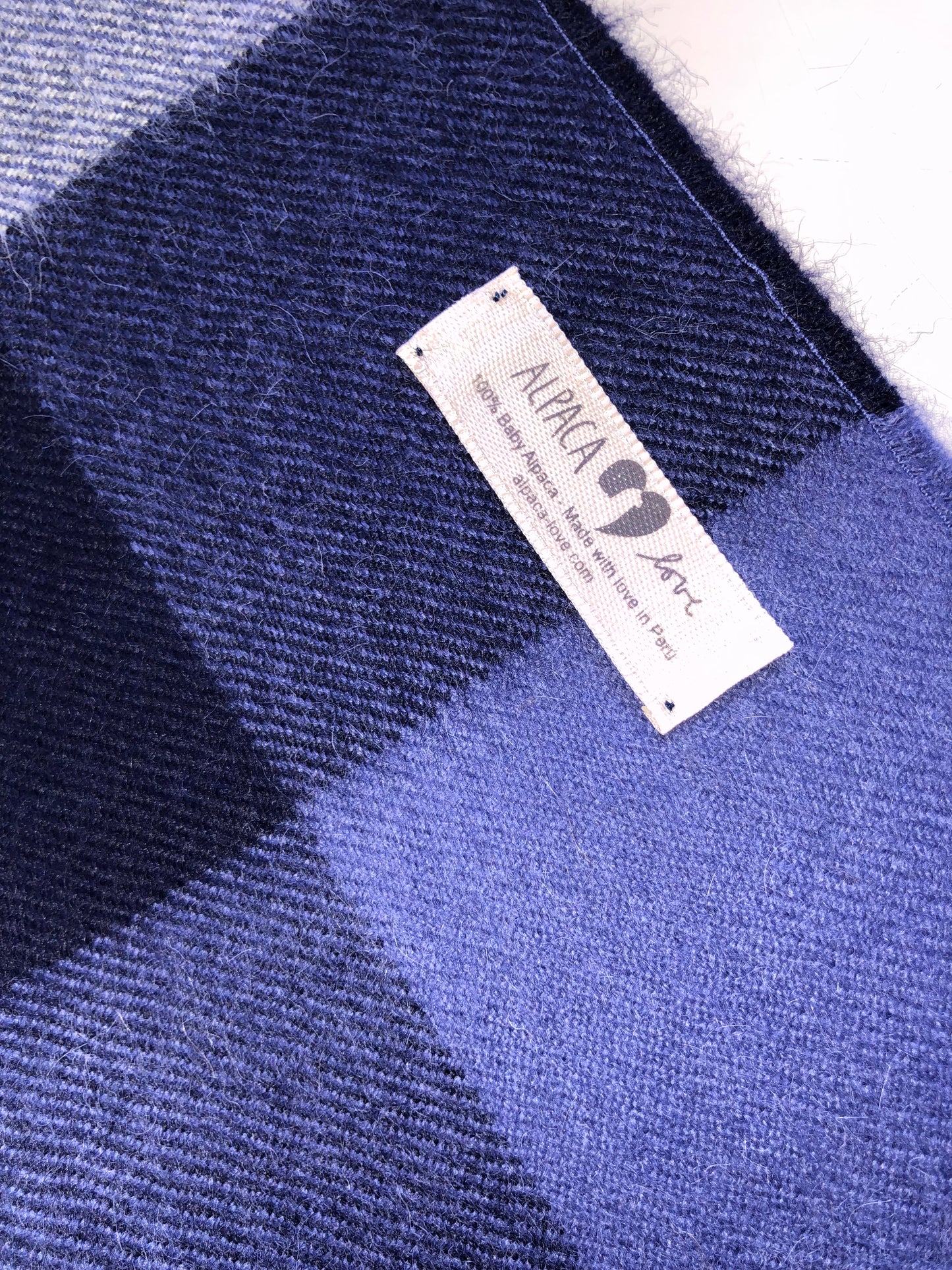 Scarf 100% Baby Alpaca Wool Blue