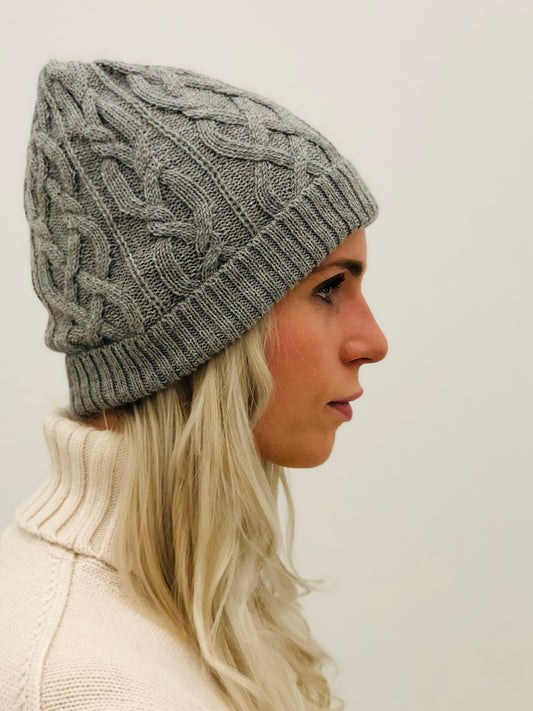 Beanie Grey 100% Baby Alpaca Wool