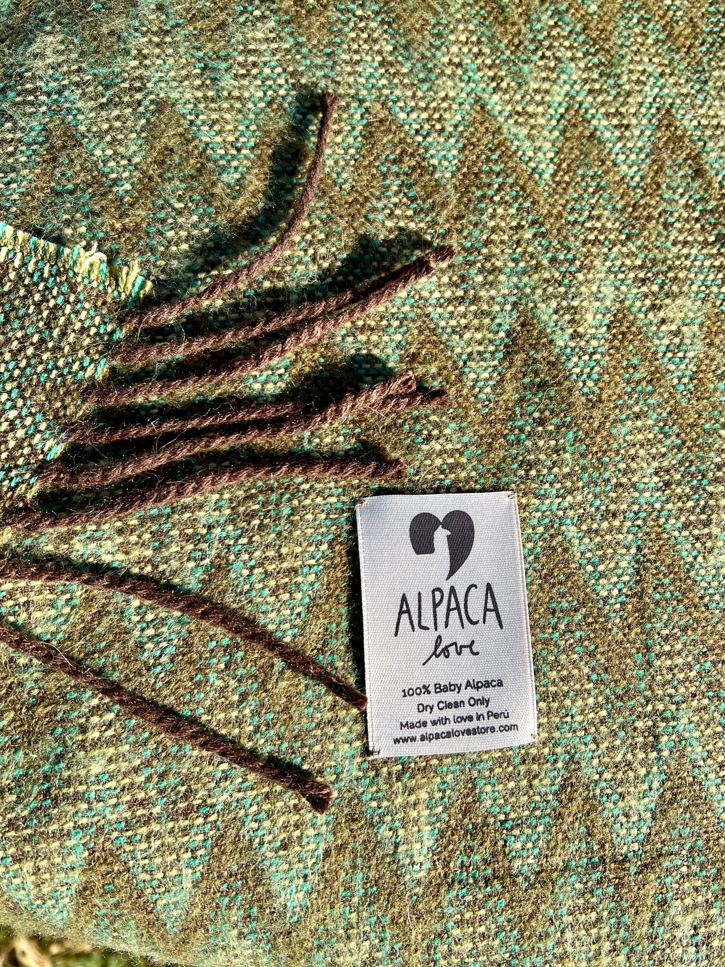 Alpaca blanket green 100% baby alpaca wool