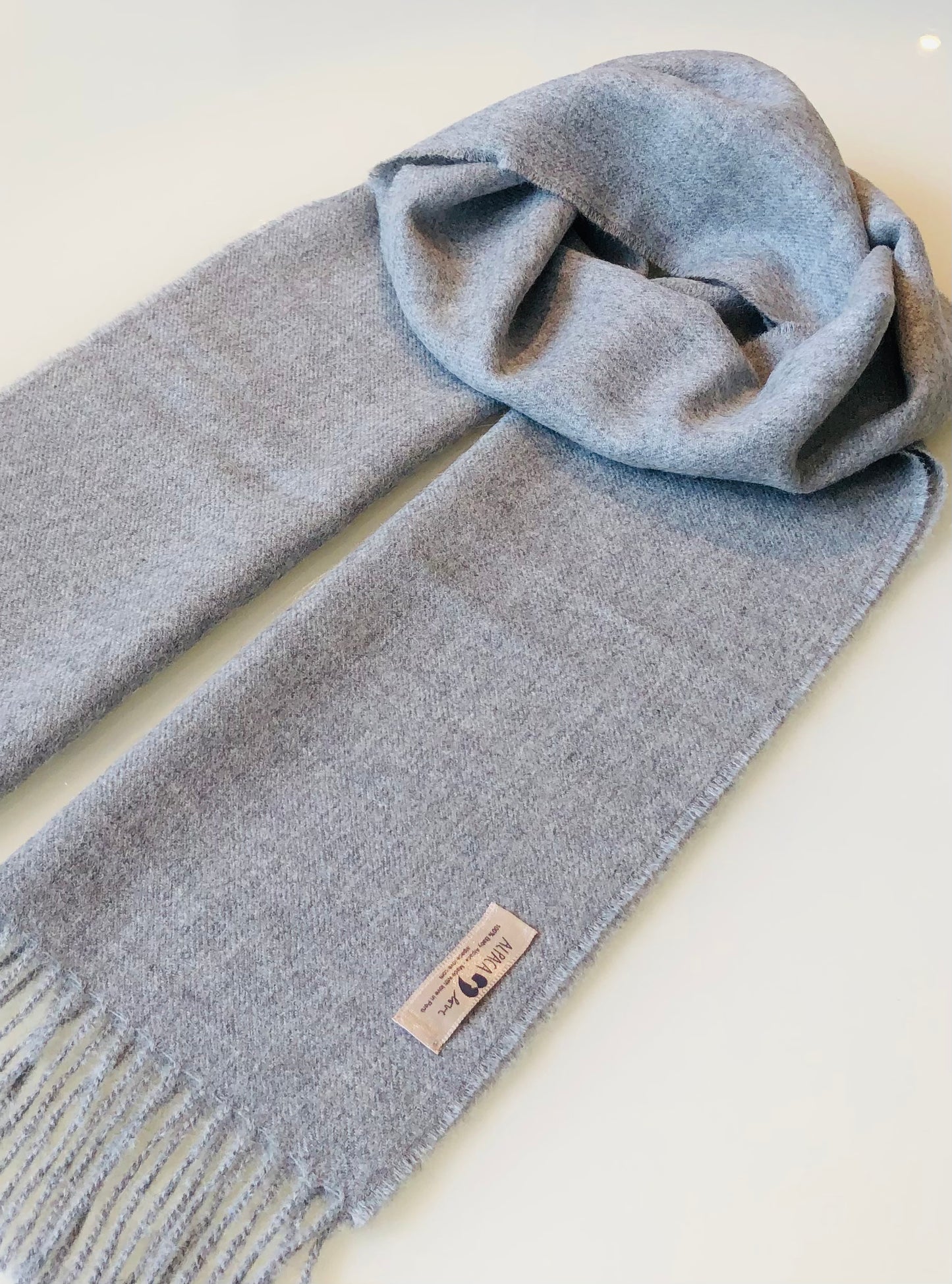 Scarf 100% Baby Alpaca Wool Grey