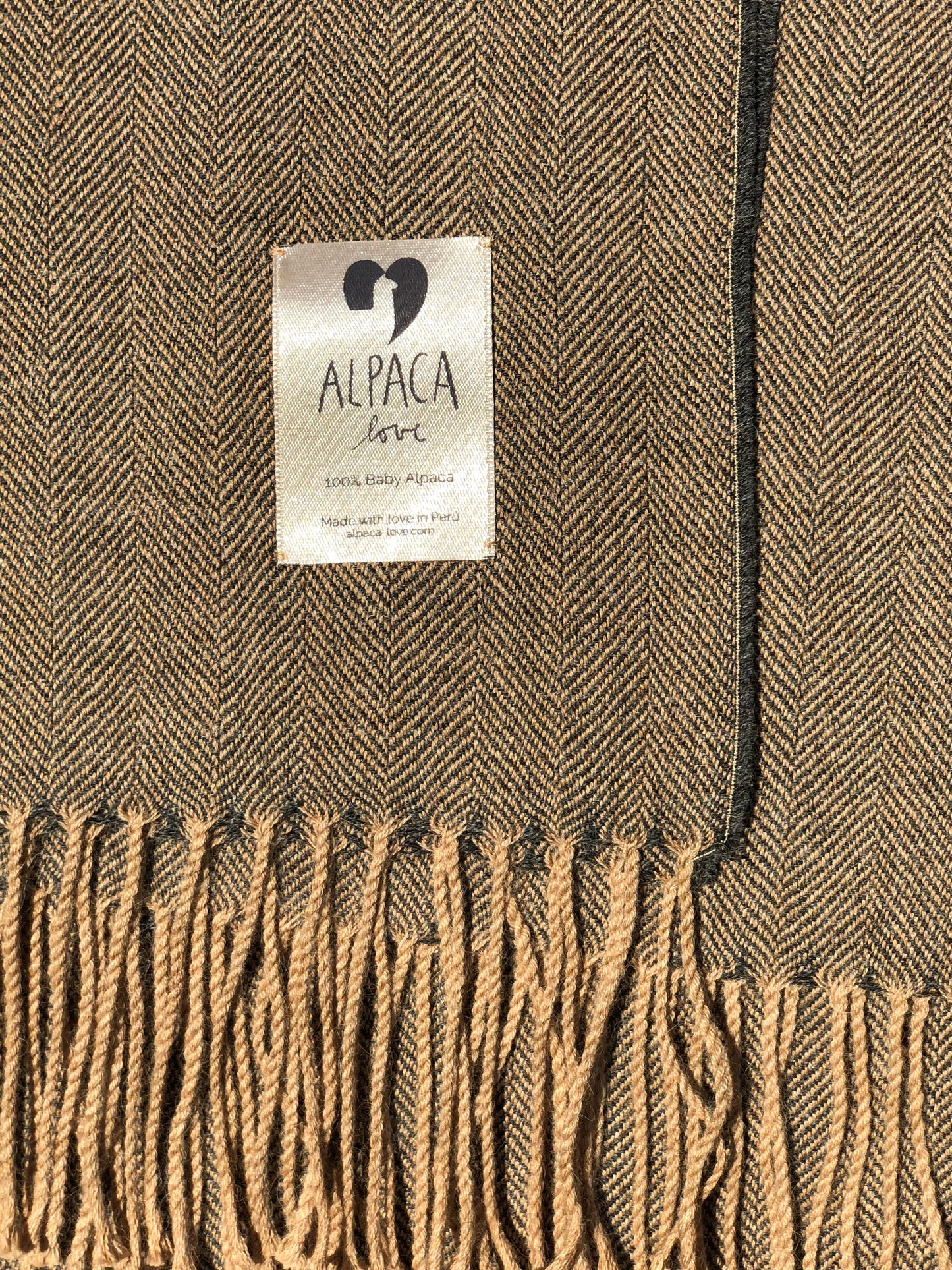  Alpaca Blanket herringbone beige-grey 100% baby alpaca wool