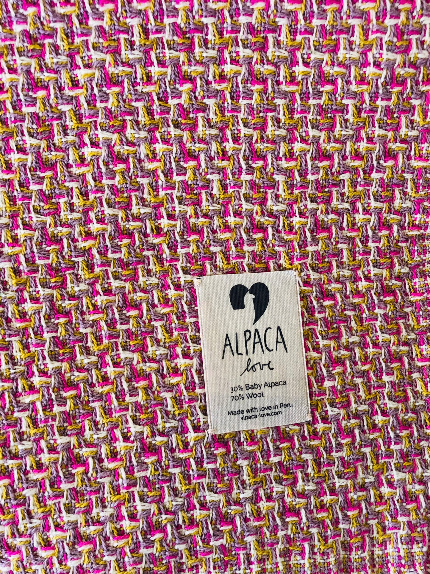 Alpaka Decke aus Baby Alpaka und Wolle Pink Blend