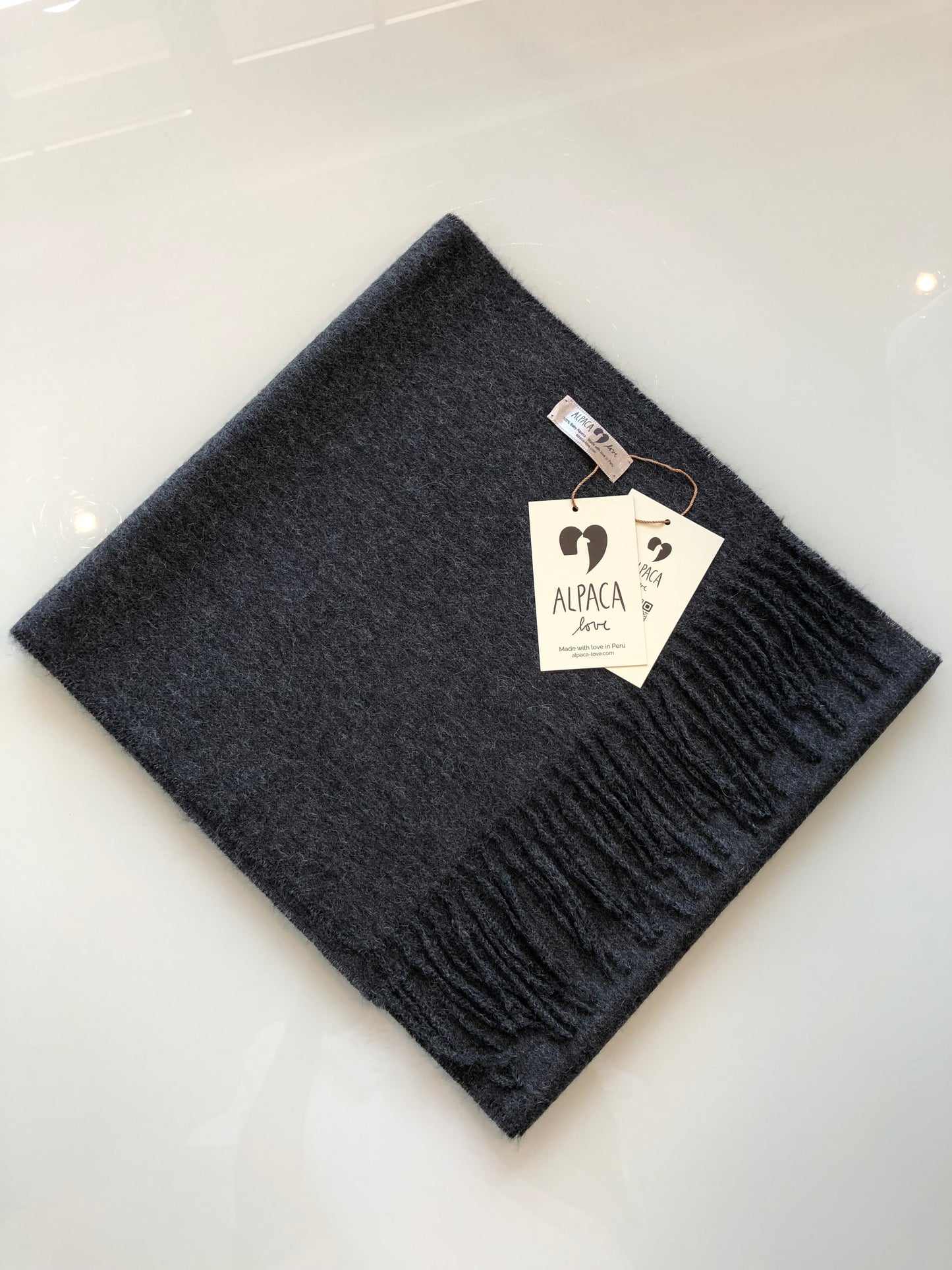 Scarf 100% baby alpaca wool anthracite